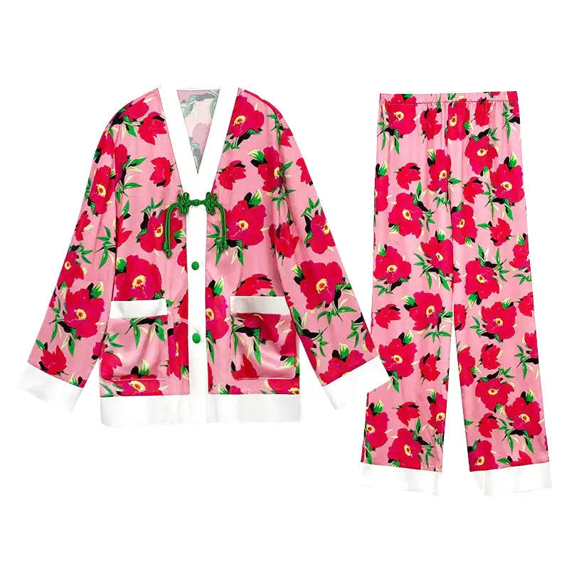 Pyjama En Satin a Fleur