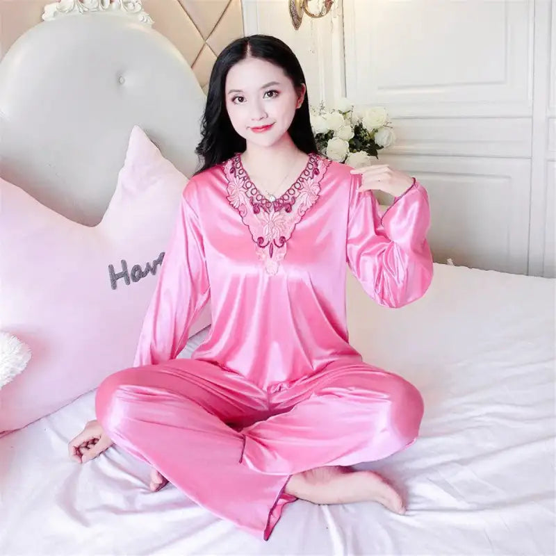 Pyjama Satin Femme Rose